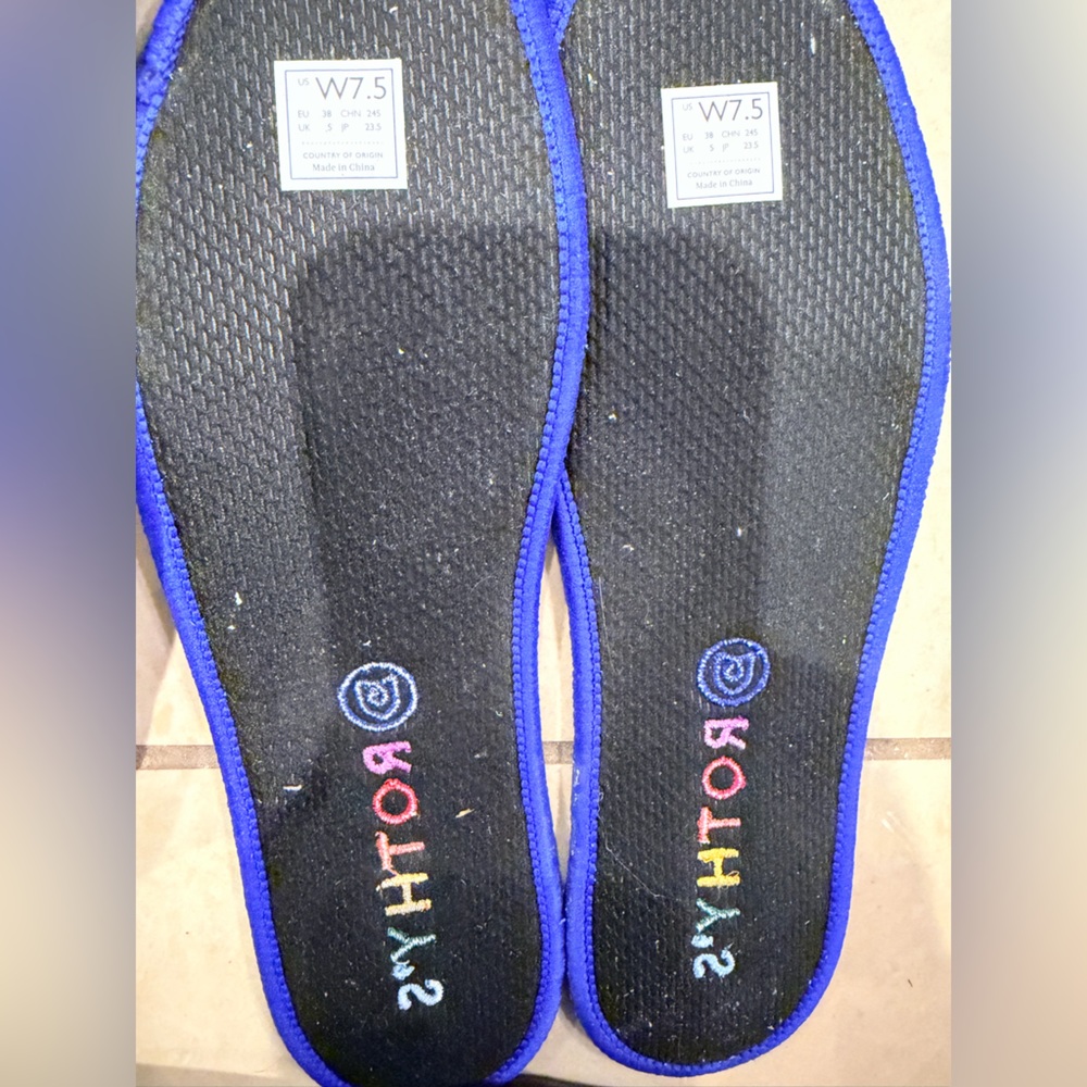 Rothy’s White Slip-On Shoes with Rainbow Stripes - Picture 7 of 7